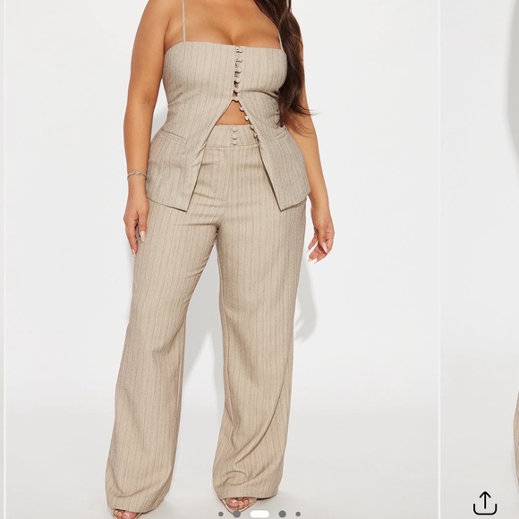 Fashion Nova Pants - Beige Pinstripe office set
